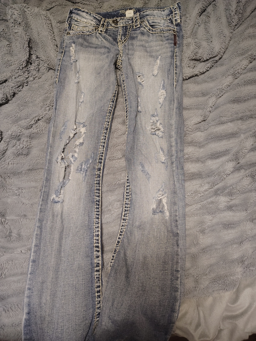 Silver "Tuesday"  Distressed Boot Cut Jeans - Women's Casual Style